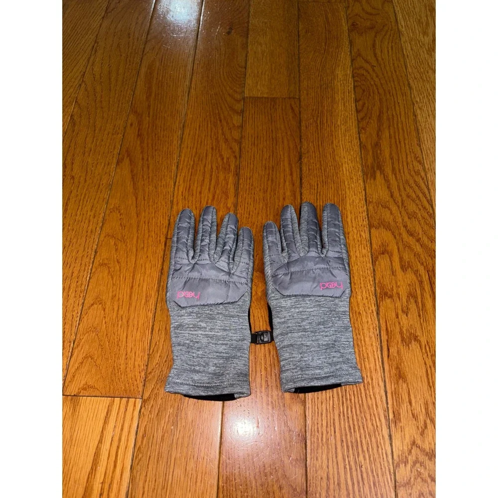 Head Womens Medium Hybrid Running Gloves Grey Pink Touchscreen Faux Fur Lined